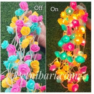 Rose Fairy Led Golden Colour Light paste colour ,deap yellow & deap pink colour